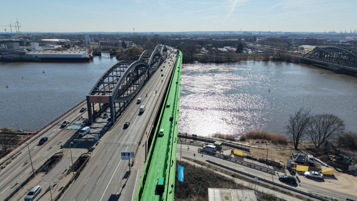 Visualisierung der Behelfsbrücke an den Neuen Elbbrücken