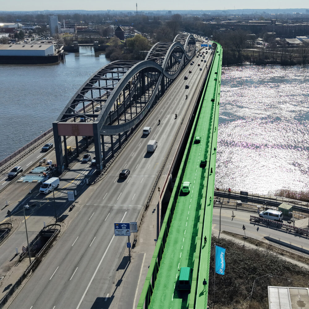 Visualisierung der Behelfsbrücke an den Neuen Elbbrücken